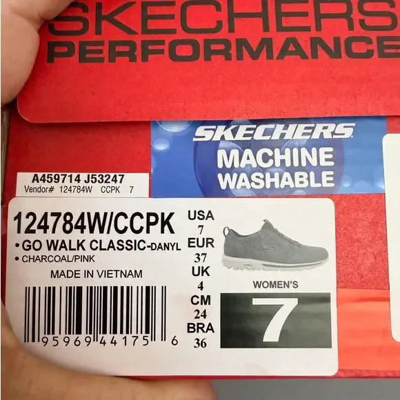 Skechers GOwalk Classic Danyl Gray Pink Sneakers Women 7 Slip On Comfort - Picture 9 of 10